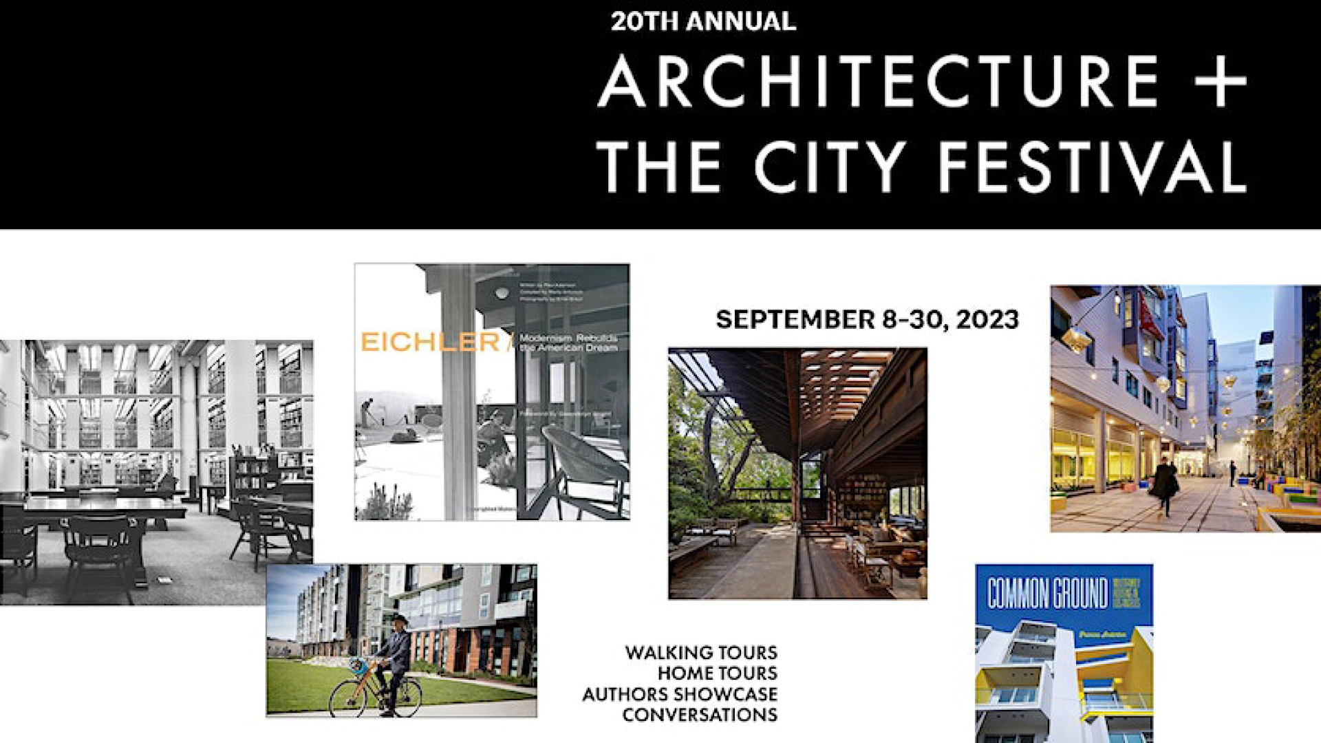 Flyer for the 20th Annual Architecture + The City Festival in San Francisco from September 9-30.