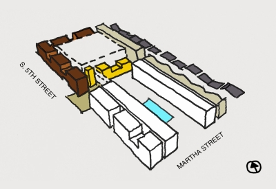 Massing diagram for Foundry Commons in San Jose, Ca. 