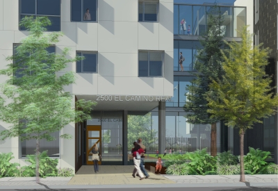 Rendered street view of Mayfield Place in Palo Alto, Ca.