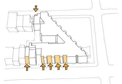 Diagram highlighting the building push-in for 2675 Folsom Street in San Francisco.