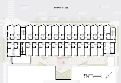 Typical residential floor plan for Tahanan Supportive Housing in San Francisco.