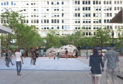 Rendering of DBA's installation, PeepSHOW 2.0, for the Market Street Prototyping Festival in San Francisco.