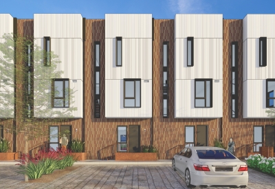 Exterior rendering of the townhouses for Union Brick in Nashville, Tennessee.