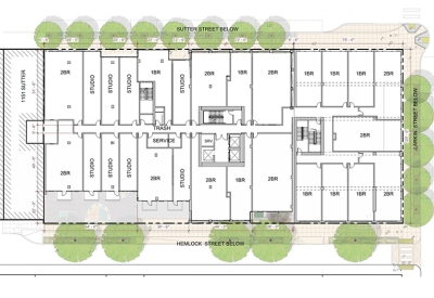 Third level site plan for 1101 Sutter in San Francisco.