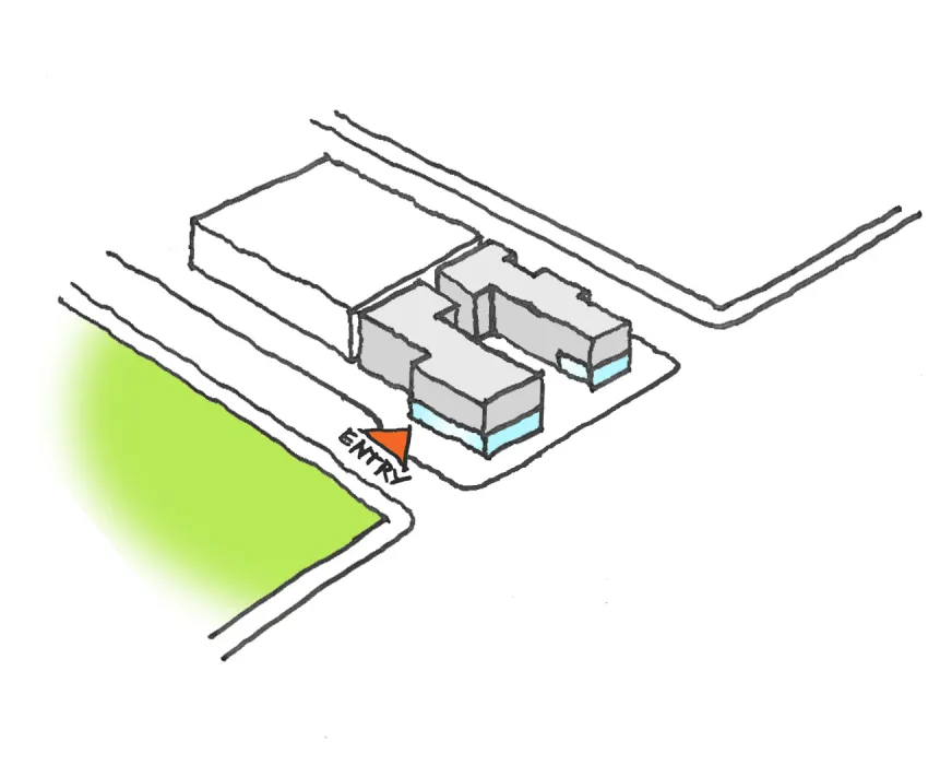 Diagram highlighting one of the entries to 789 Minnesota in San Francisco.