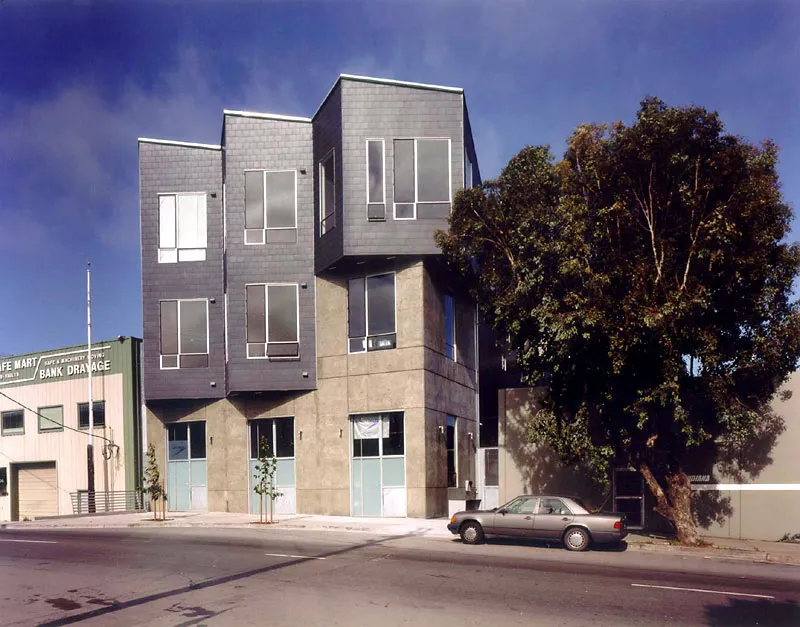Exterior street view of Indiana Industrial Lofts in San Francisco.