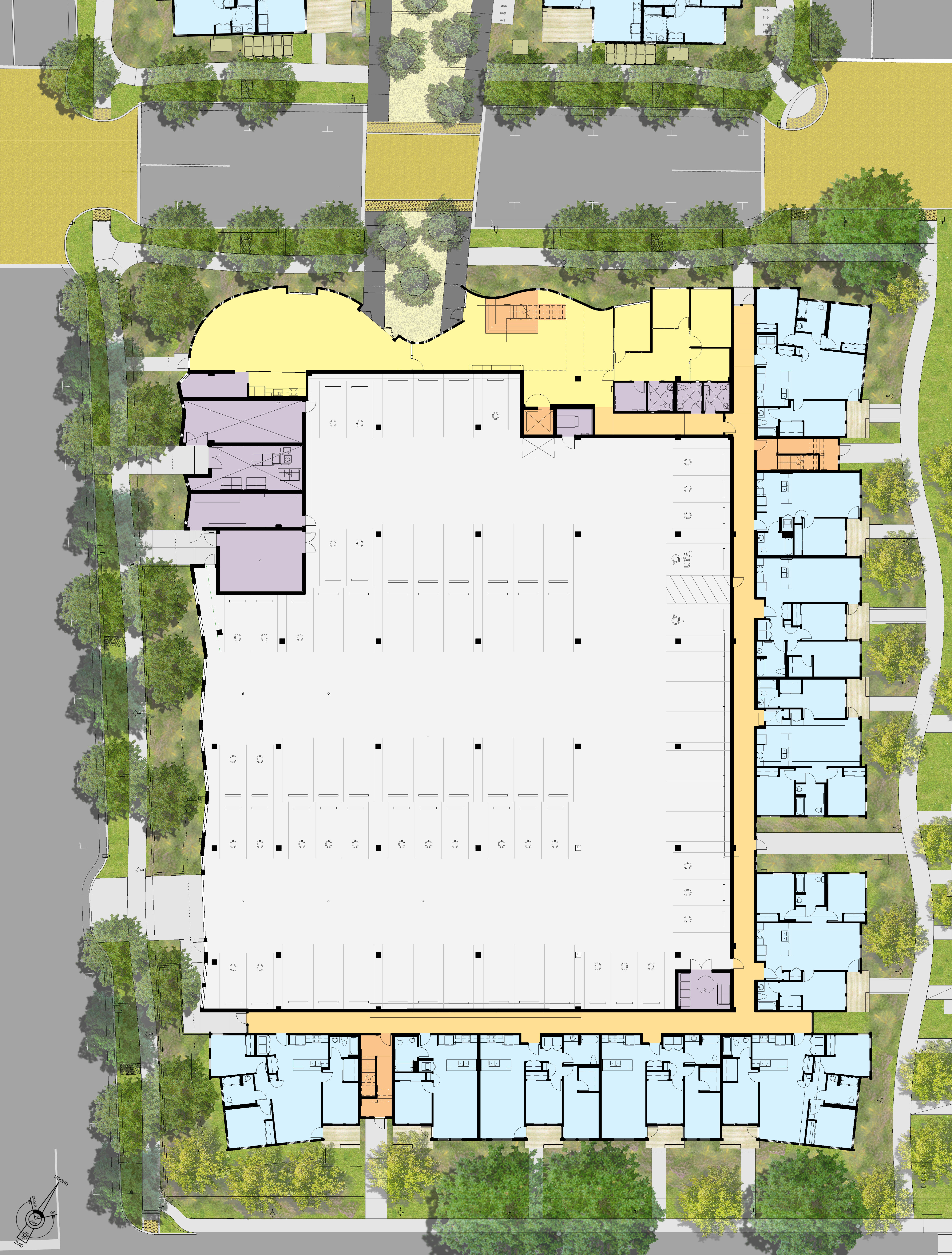 Level one site plan for Tassafaronga Village in East Oakland, CA. 
