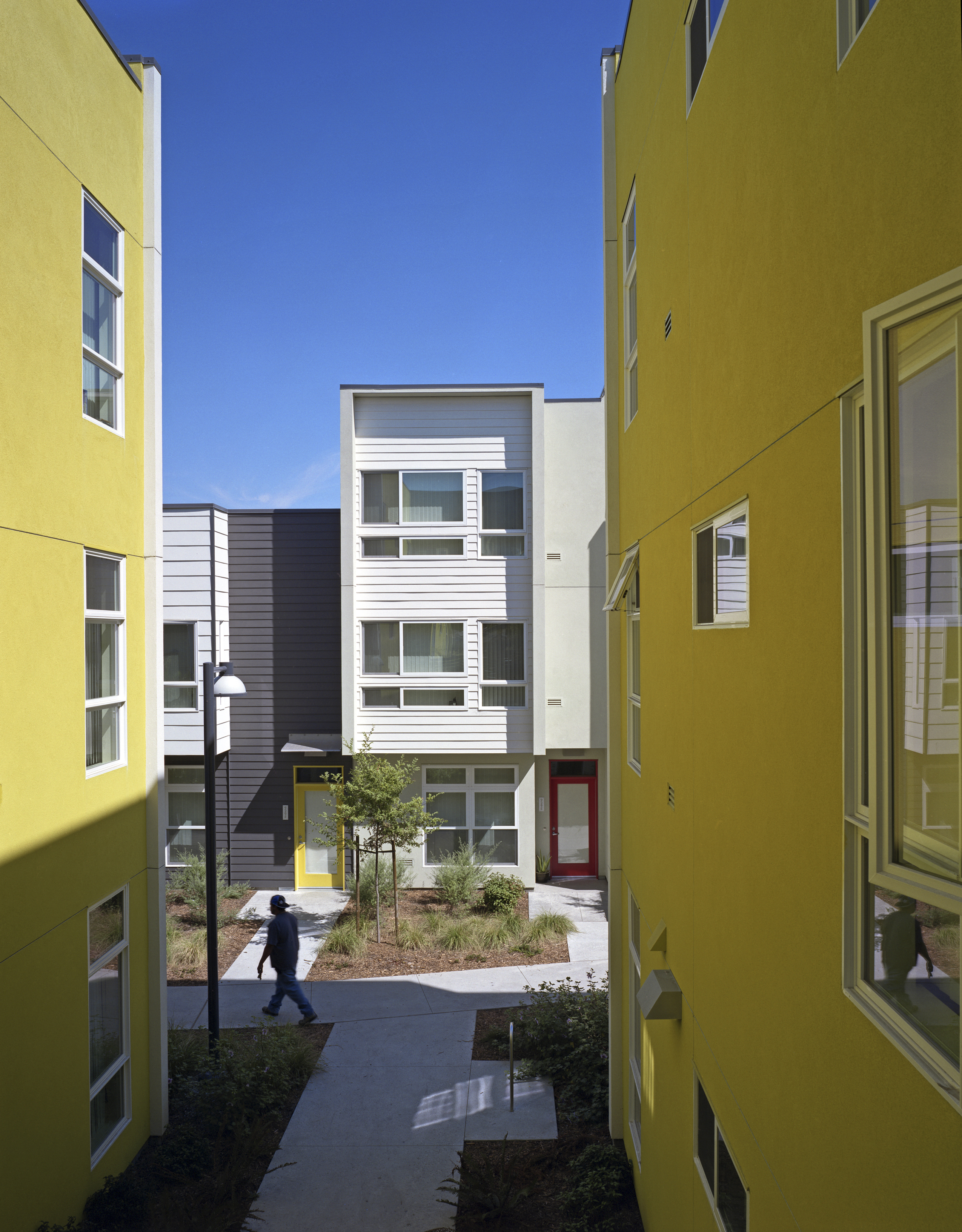 Courtyard view at Tassafaronga Village in East Oakland, CA. 