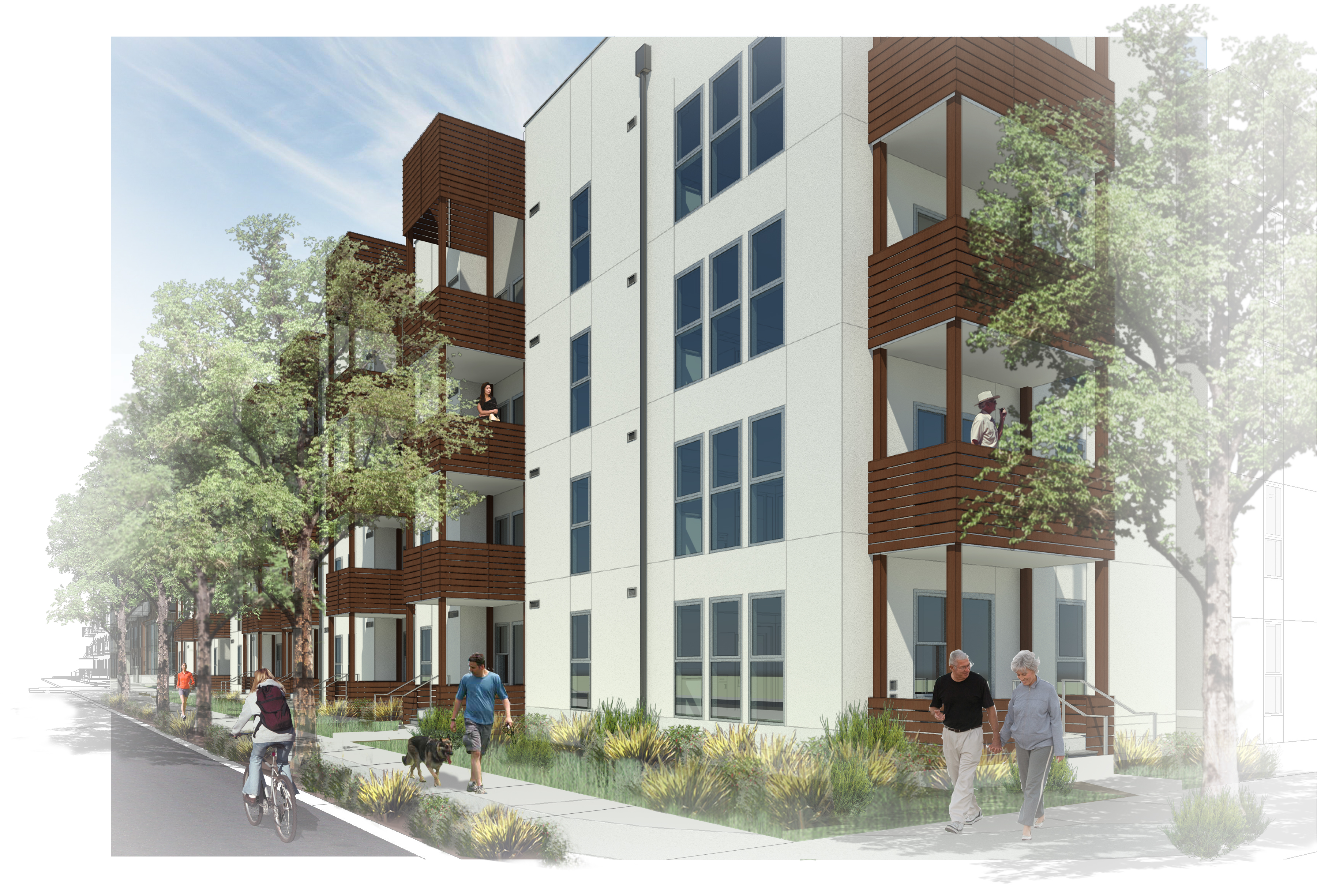 Exterior rendering of the lofts at Foundry Commons in San Jose, Ca. 