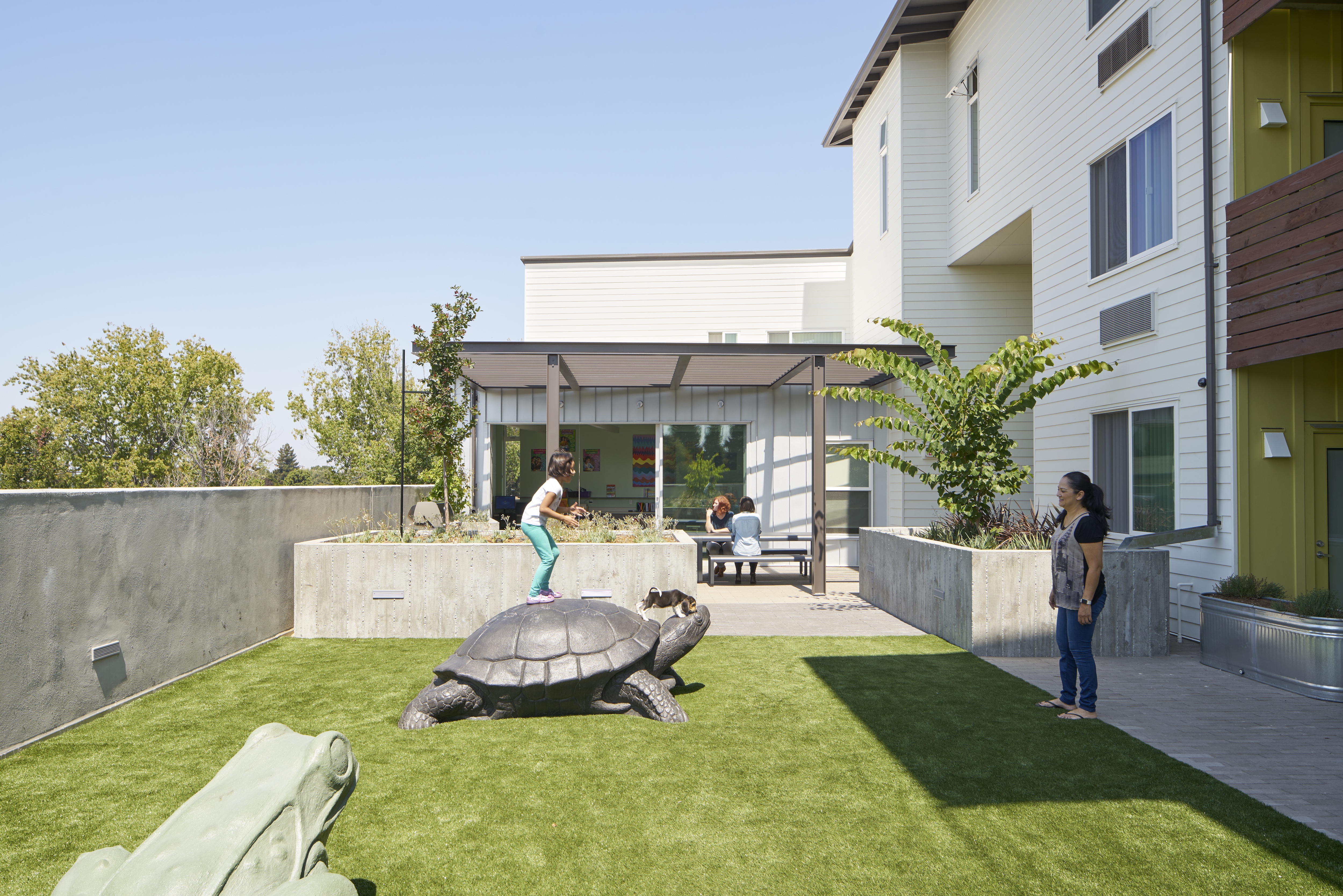 Courtyard play area in Onizuka Crossing Family Housing in Sunnyvale, California.