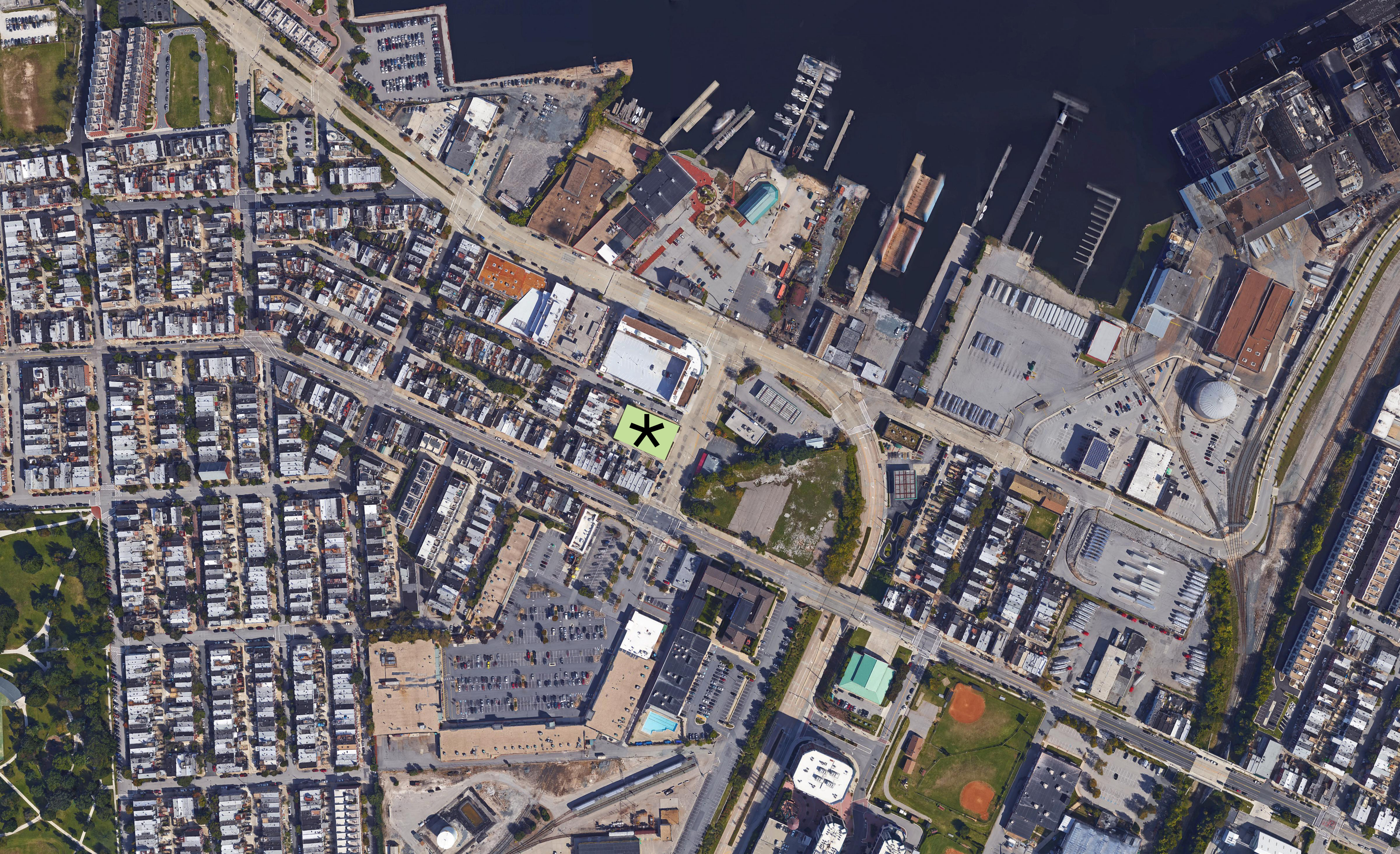 Aerial site view of A2 Apartments in Baltimore, Maryland.
