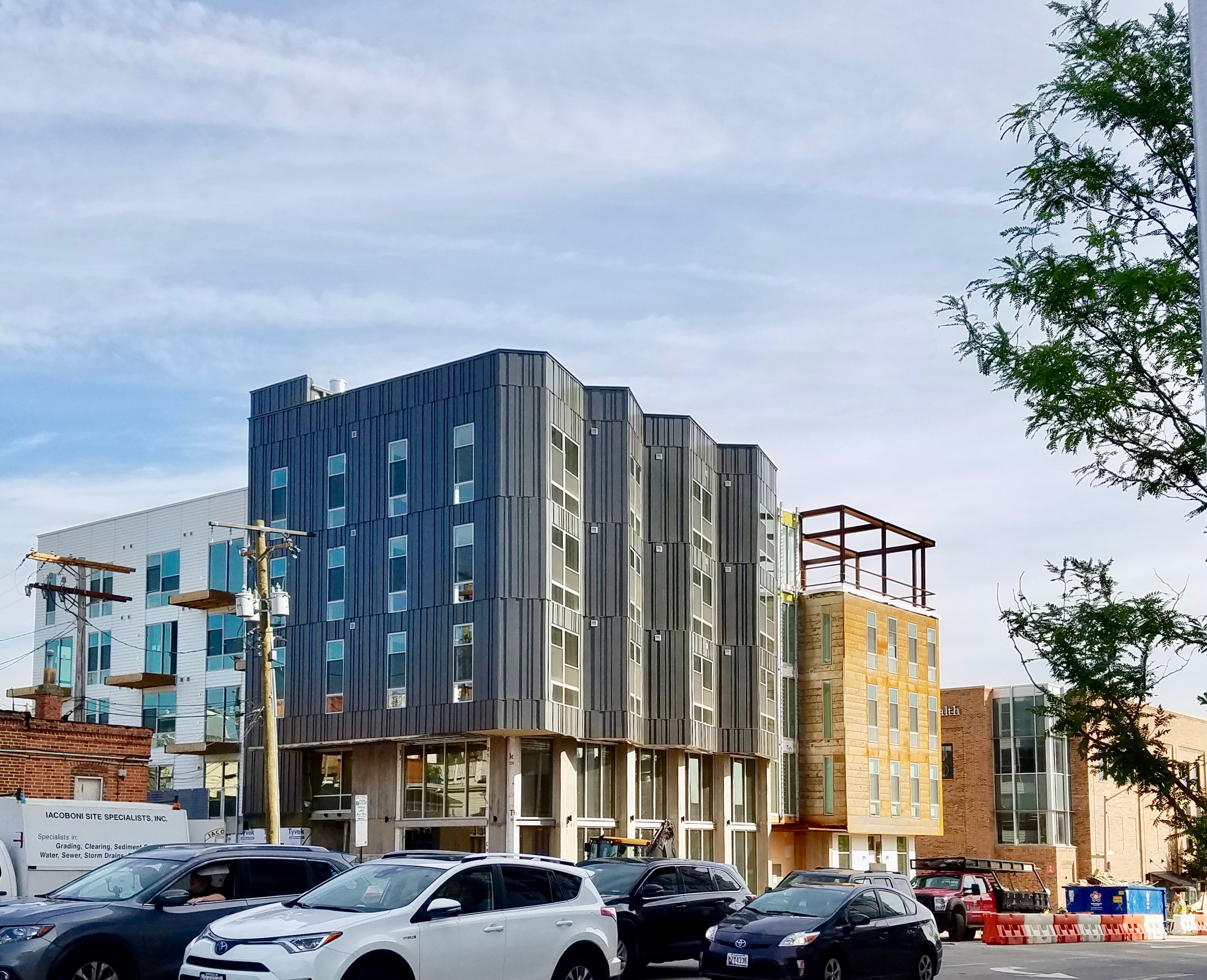 Exterior view of construction at A2 Apartments in Baltimore, Maryland.