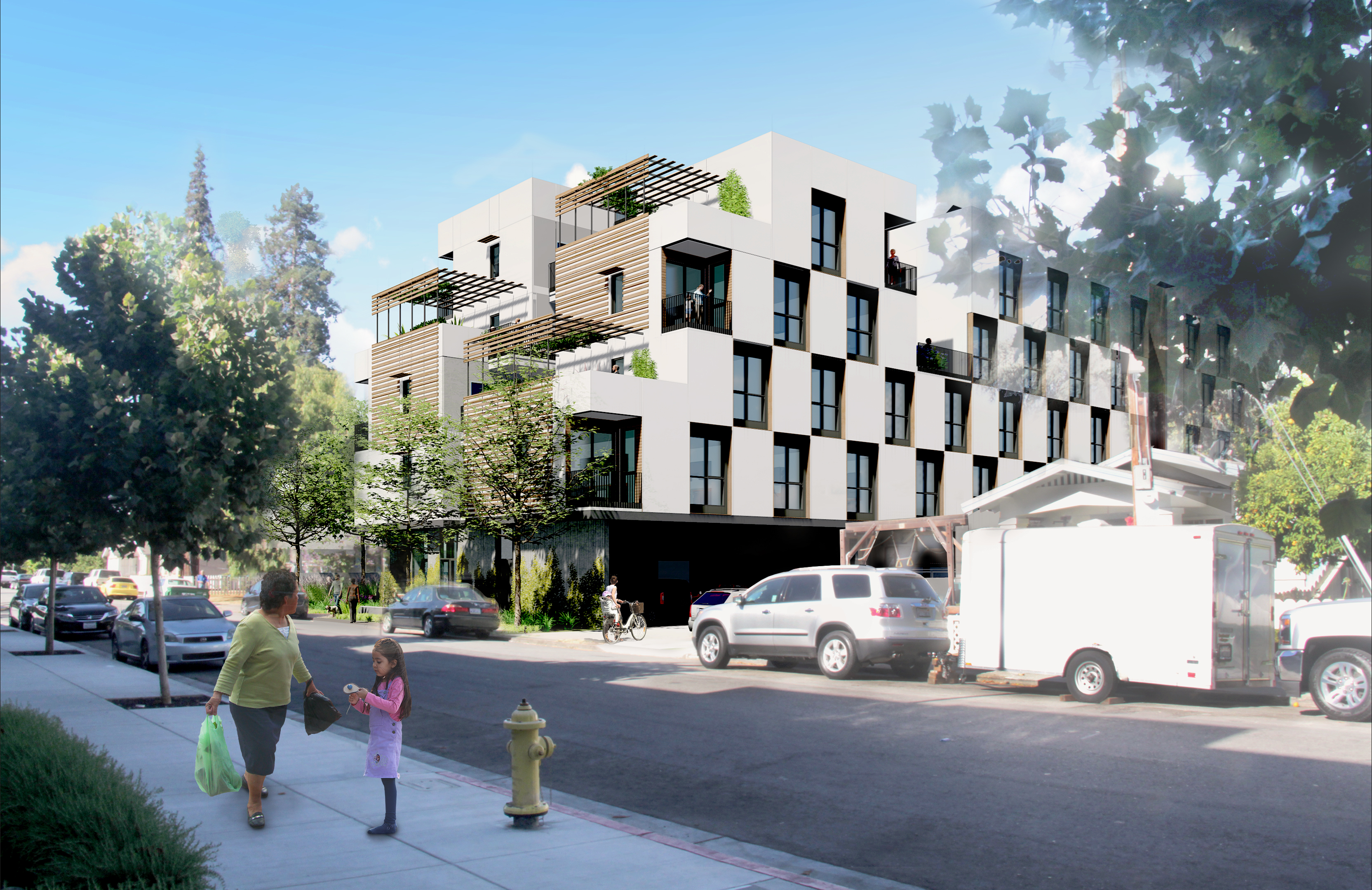 Exterior rendering of Page Street Studios in San Jose, Ca.