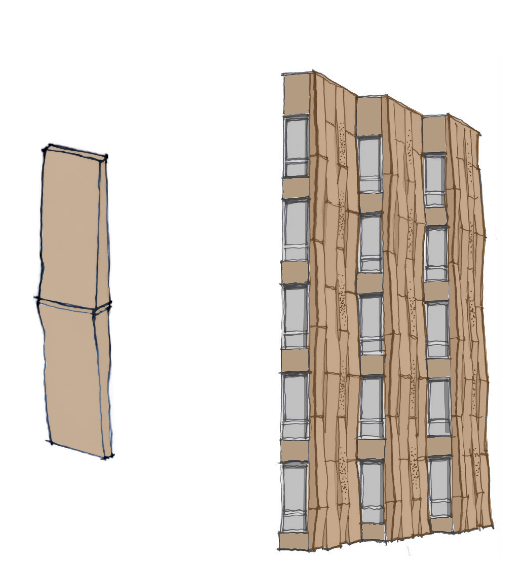 Facade sketch for Tahanan Supportive Housing in San Francisco.