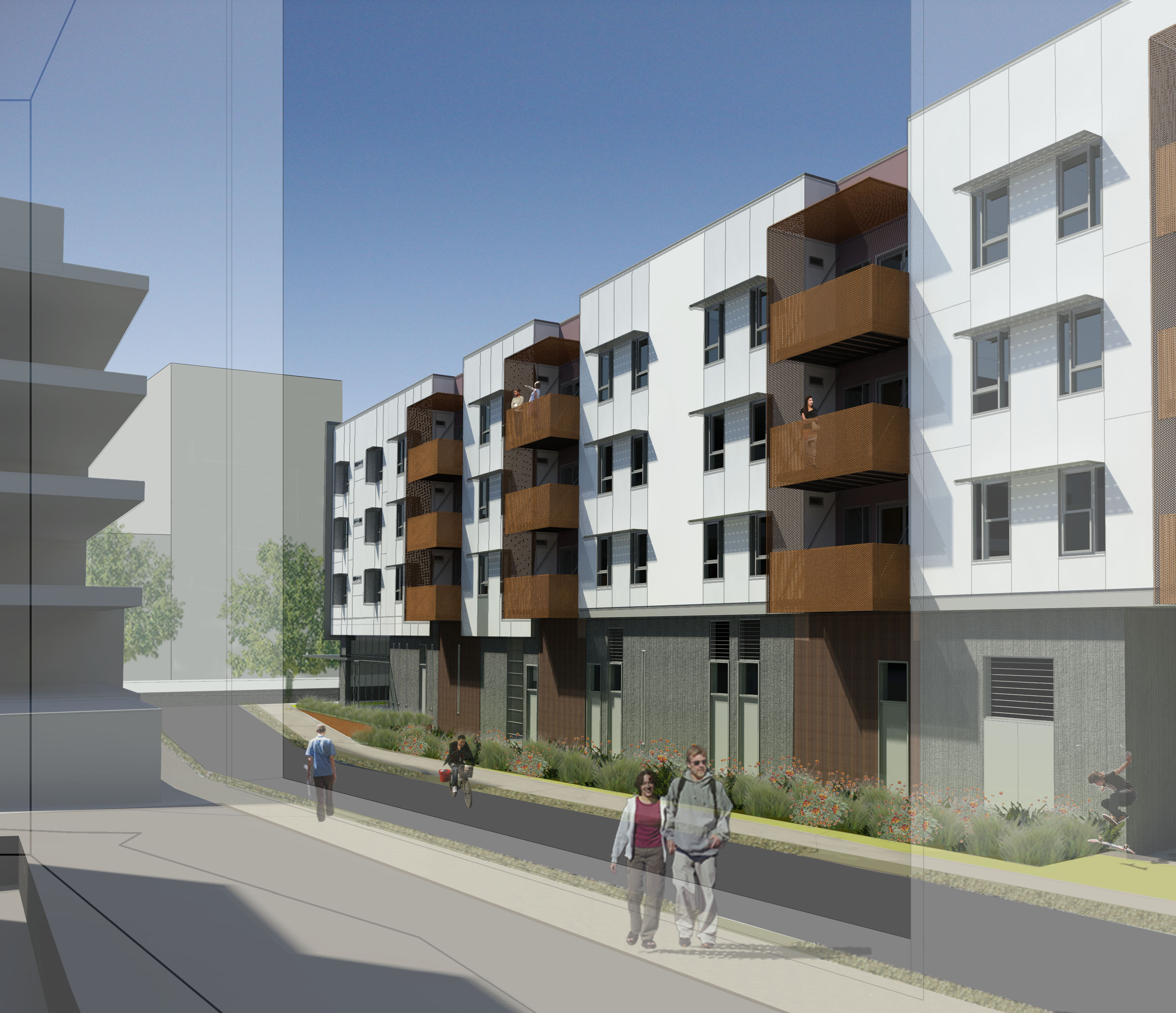 Rendered view the alley of Rivermark in Sacramento, Ca.