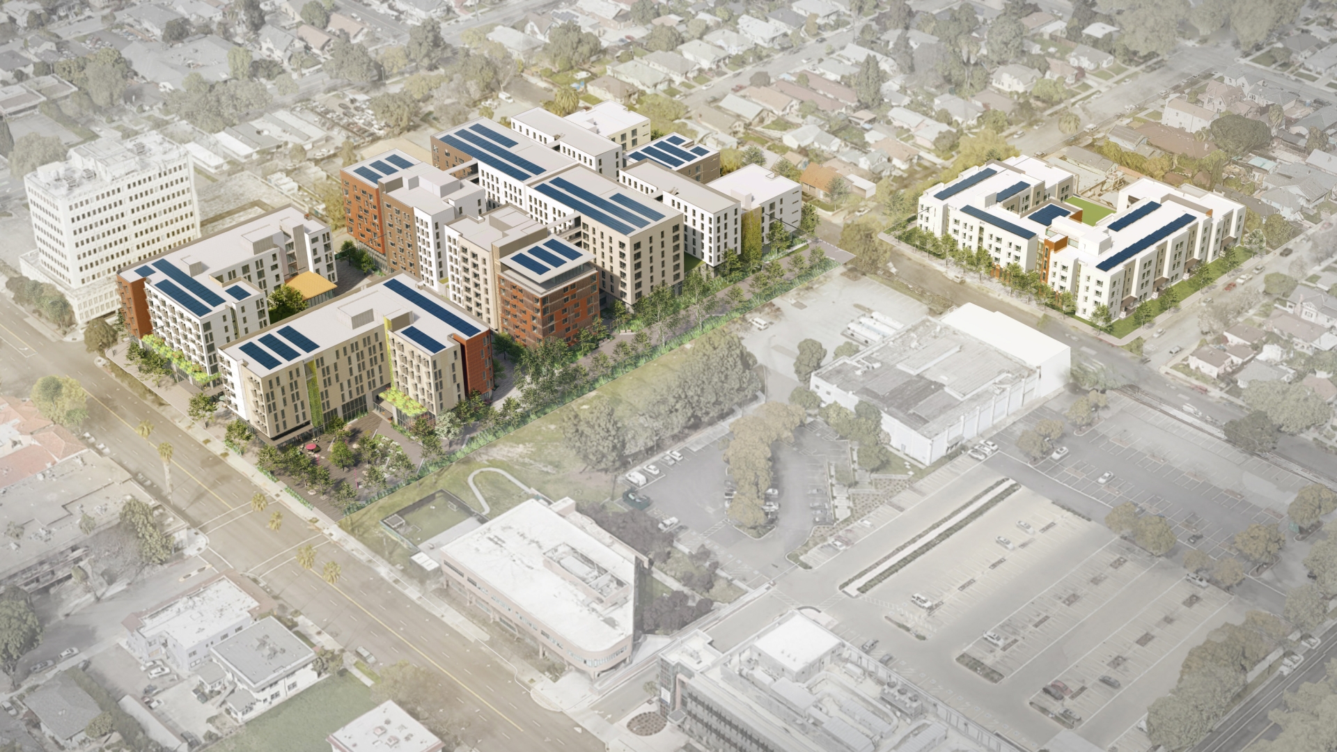 Aerial rendering of East Santa Clara Housing in San Jose, California