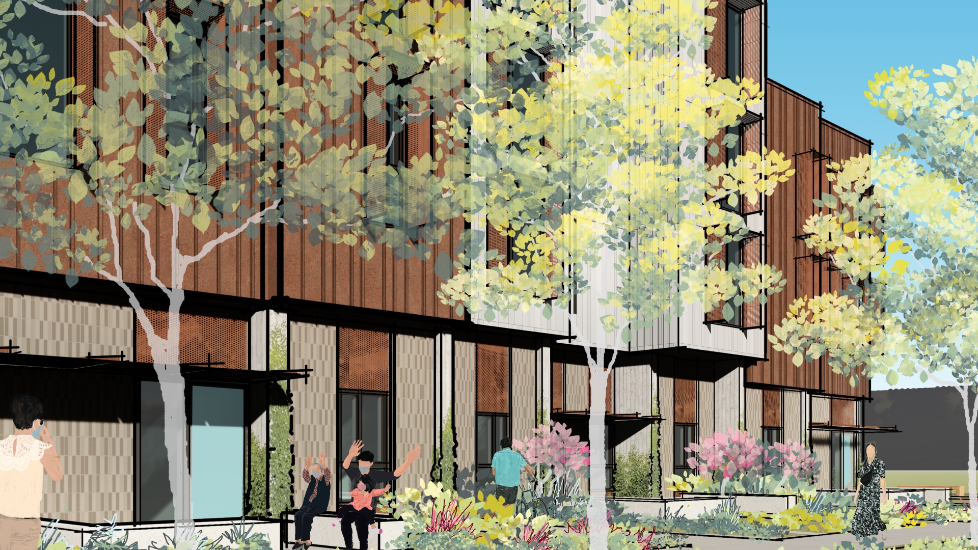 Exterior rendering of 1100 La Avenida in Mountain View, California.