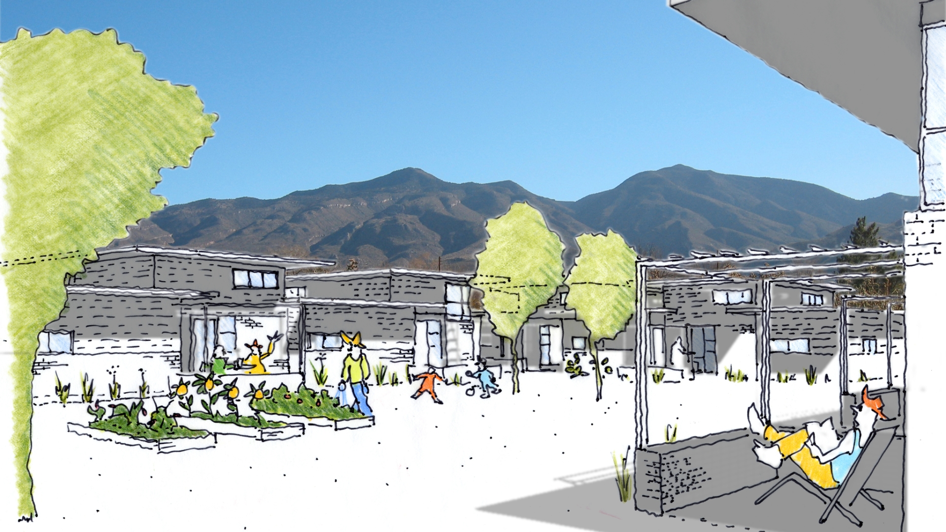 Exterior rendering of Cottonwood Commons in Alamogordo, New Mexico.