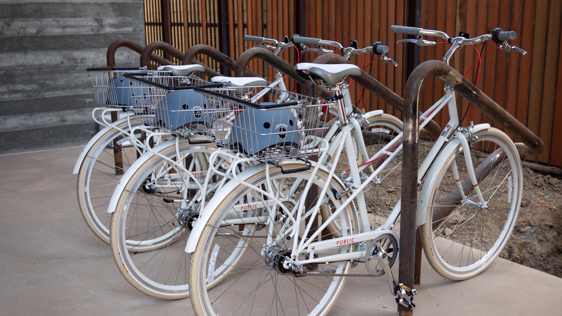 Public bike parking at h2hotel in Healdsburg, Ca.