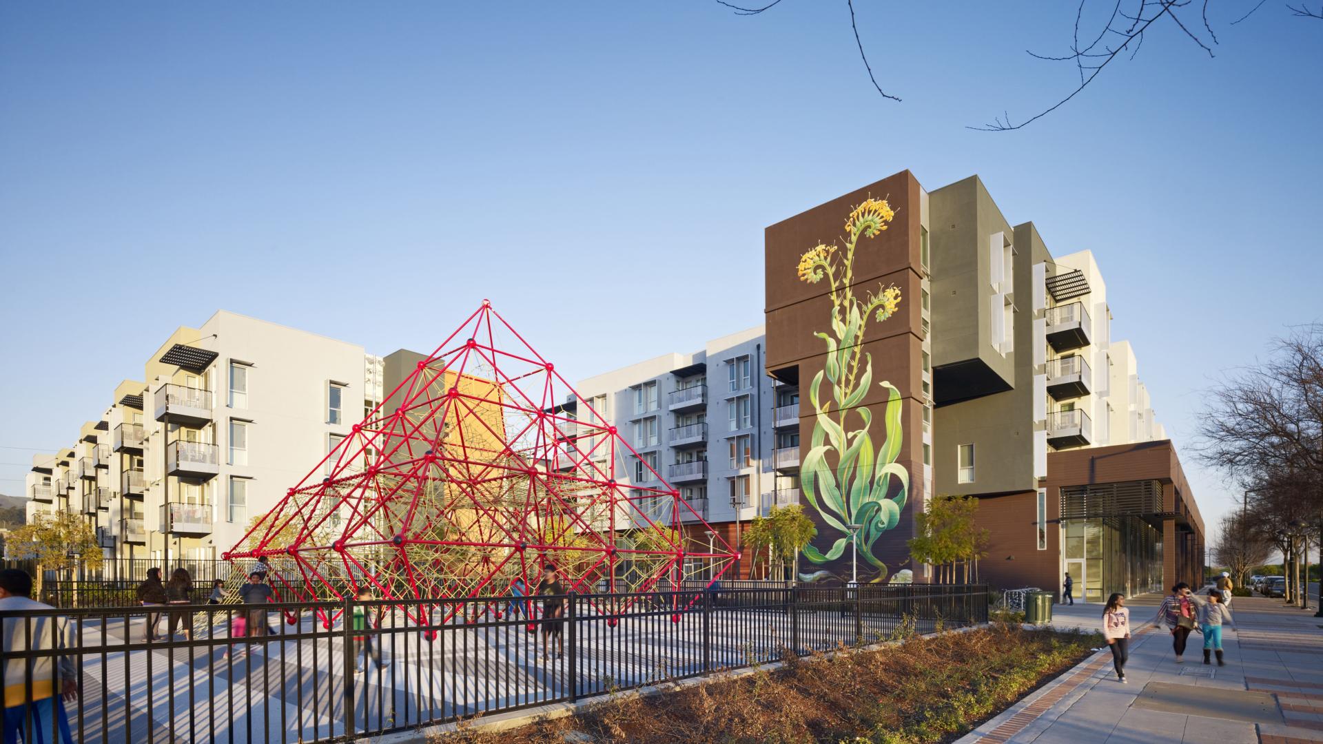 Exterior view of Station Center Family Housing in Union City, Ca.