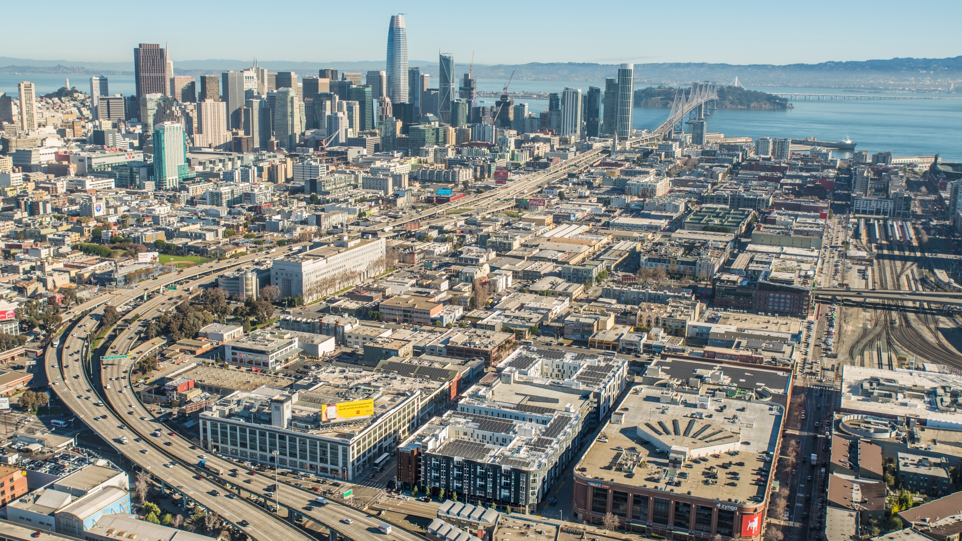 Aerial view of 855 Brannan in San Francisco.