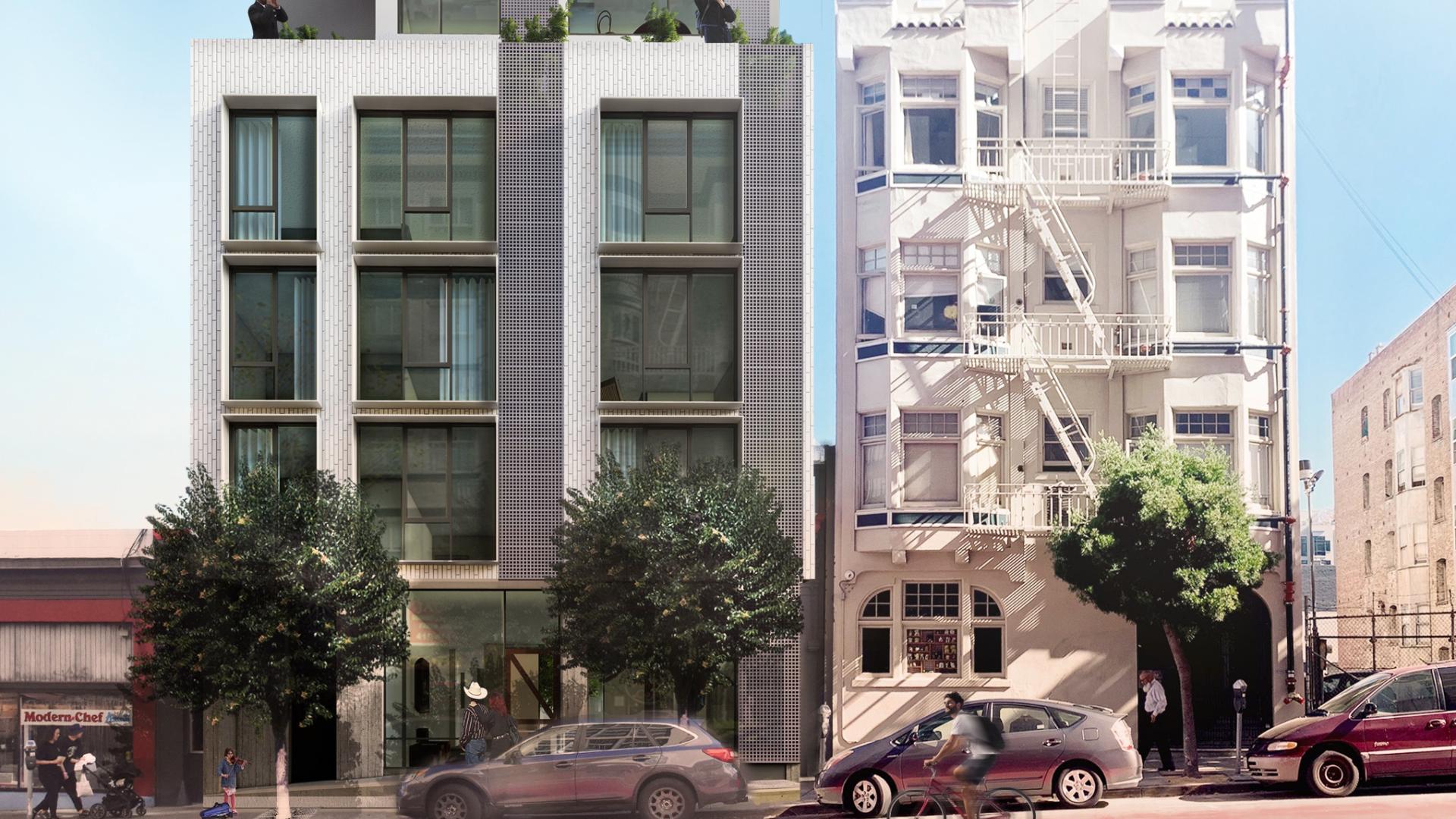 Exterior v3 rendering of 921 O'Farrell in San Francisco, Ca.