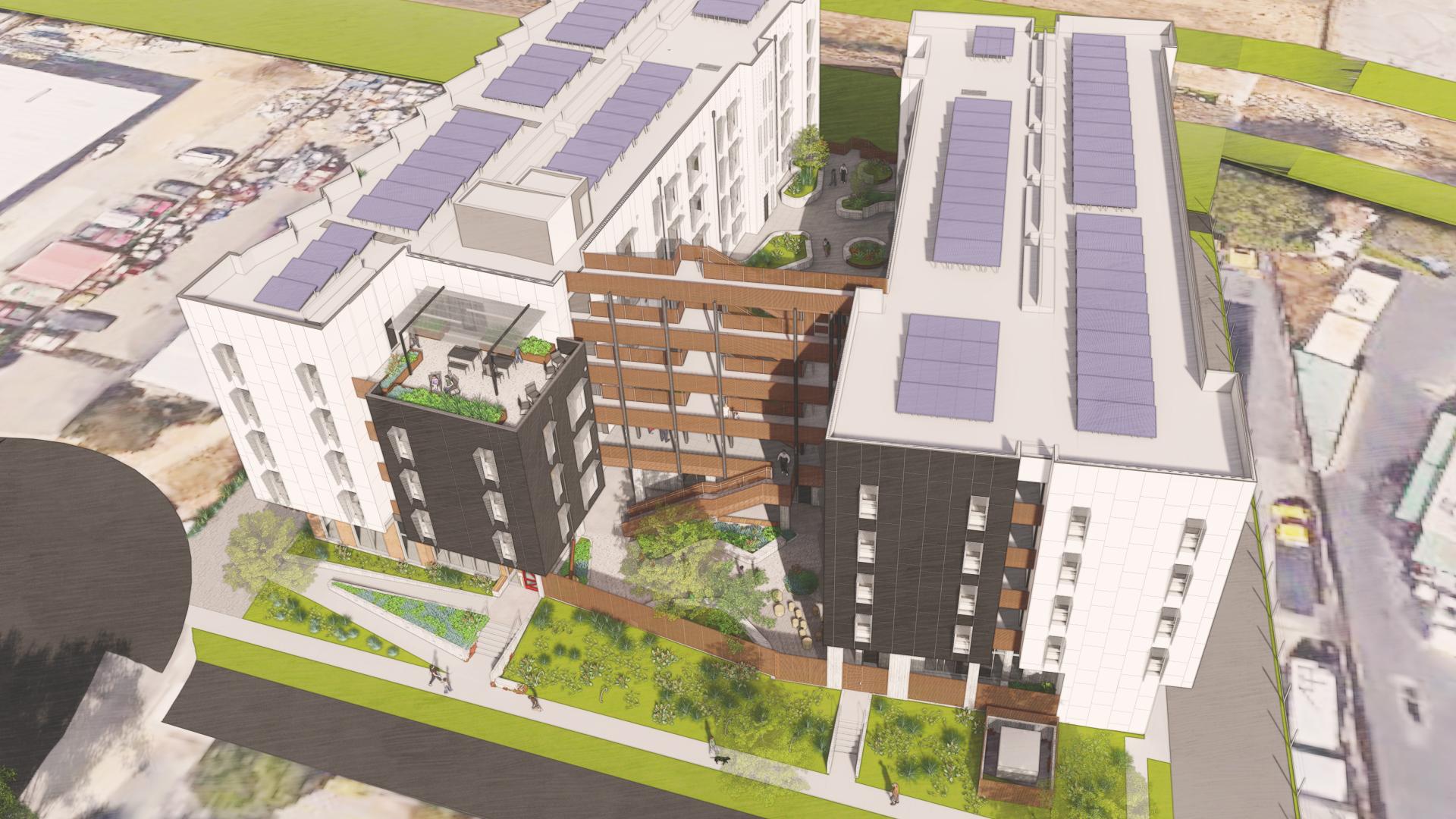 Aerial rendering of 355 Sango Court in Milpitas, Ca.