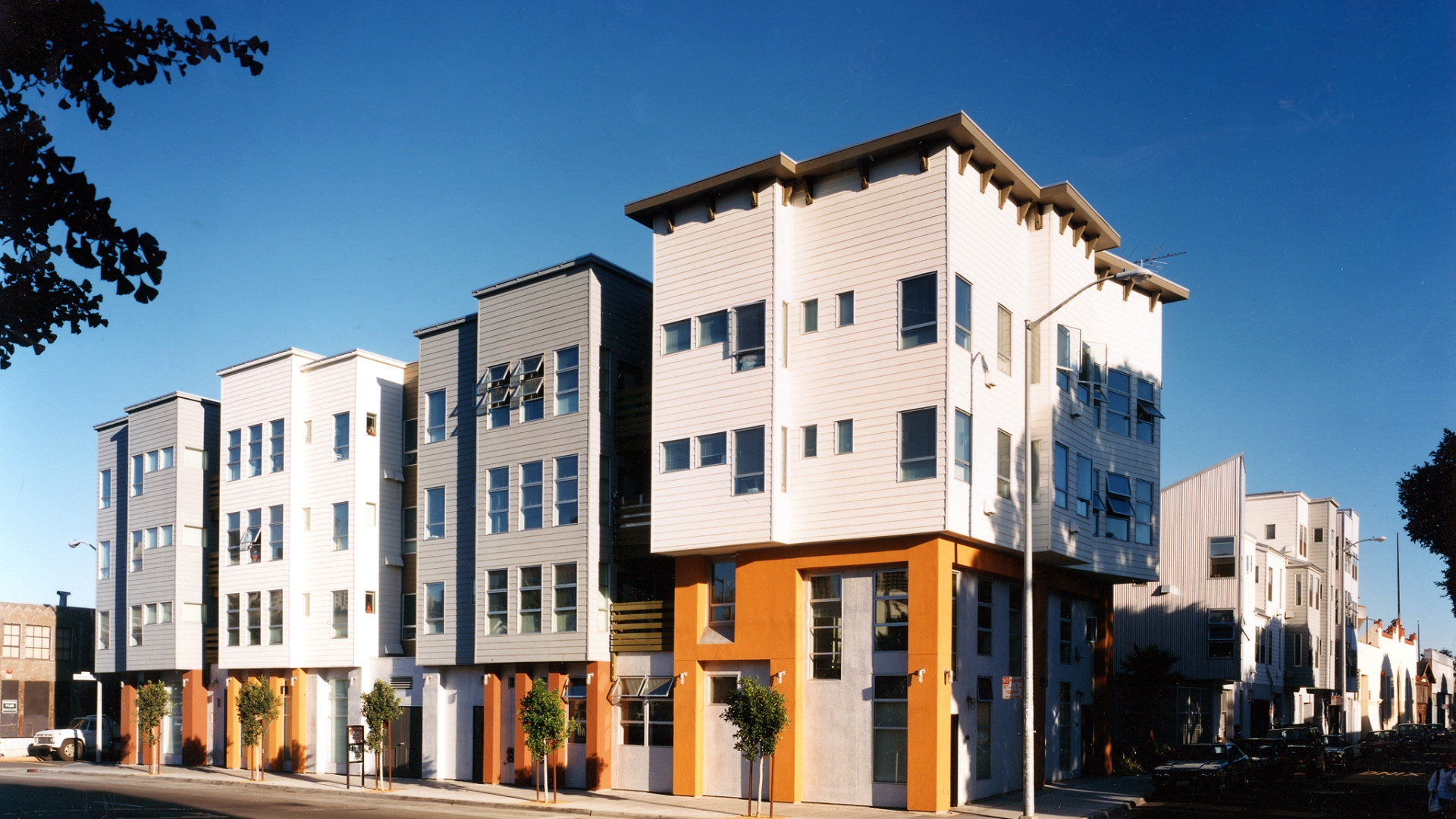 Exterior street corner view of Columbia Park in San Francisco. 