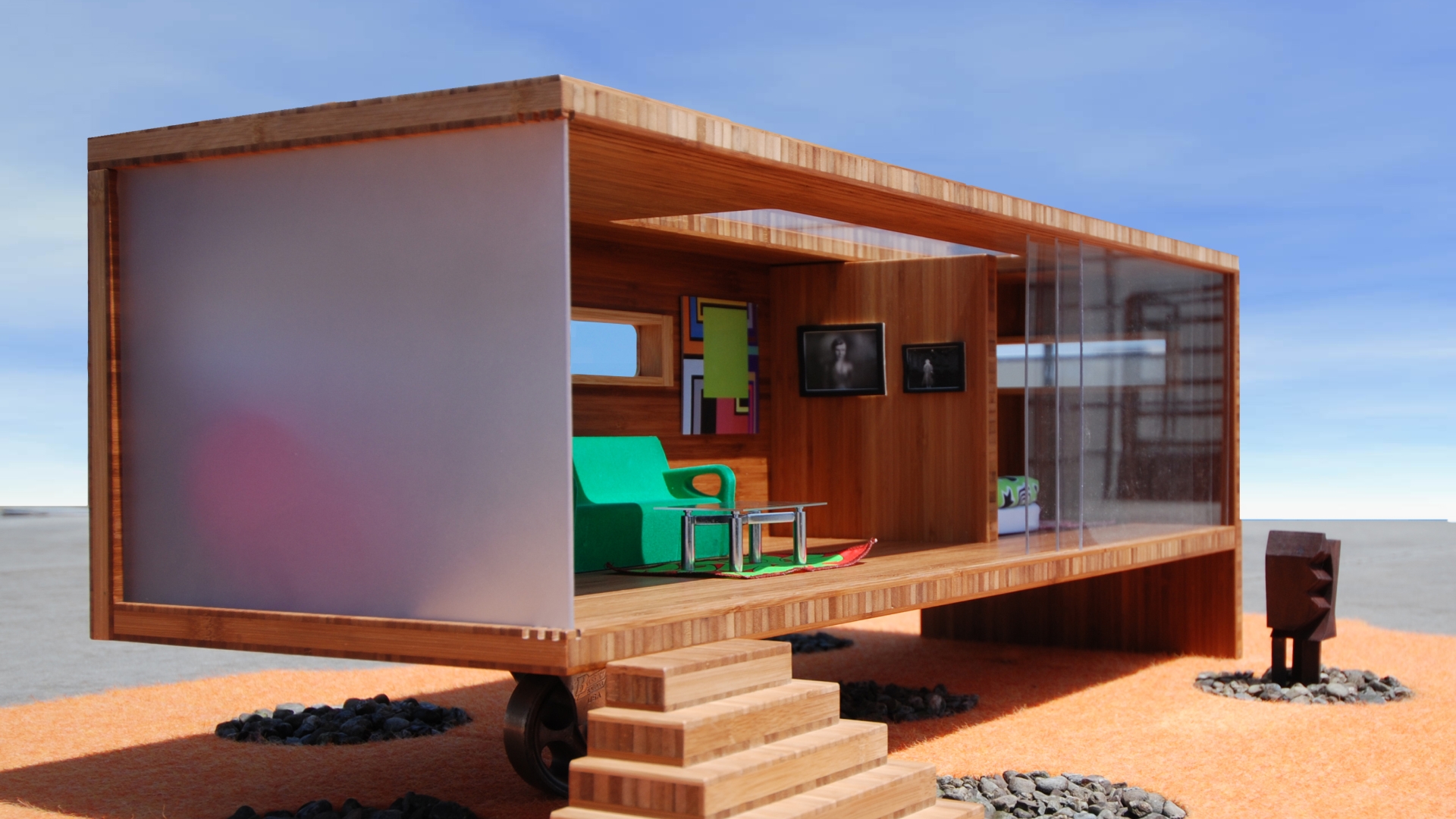 Side view of Modularean Eco House.