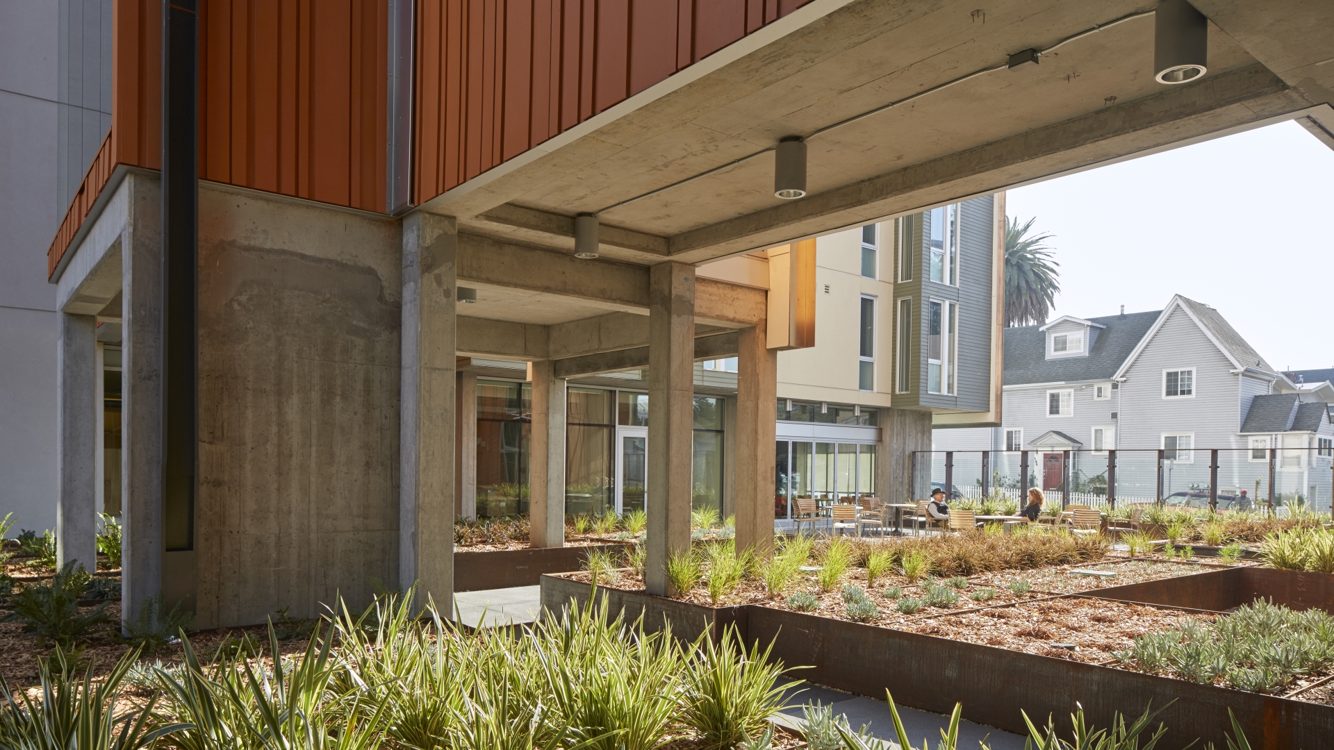Courtyard inside Lakeside Senior Housing in Oakland, Ca