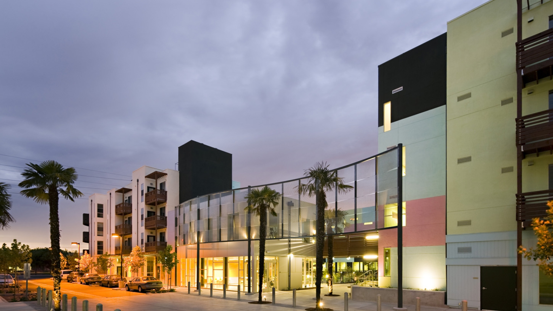 Entrance to the community center at Paseo Senter in San Jose, California.