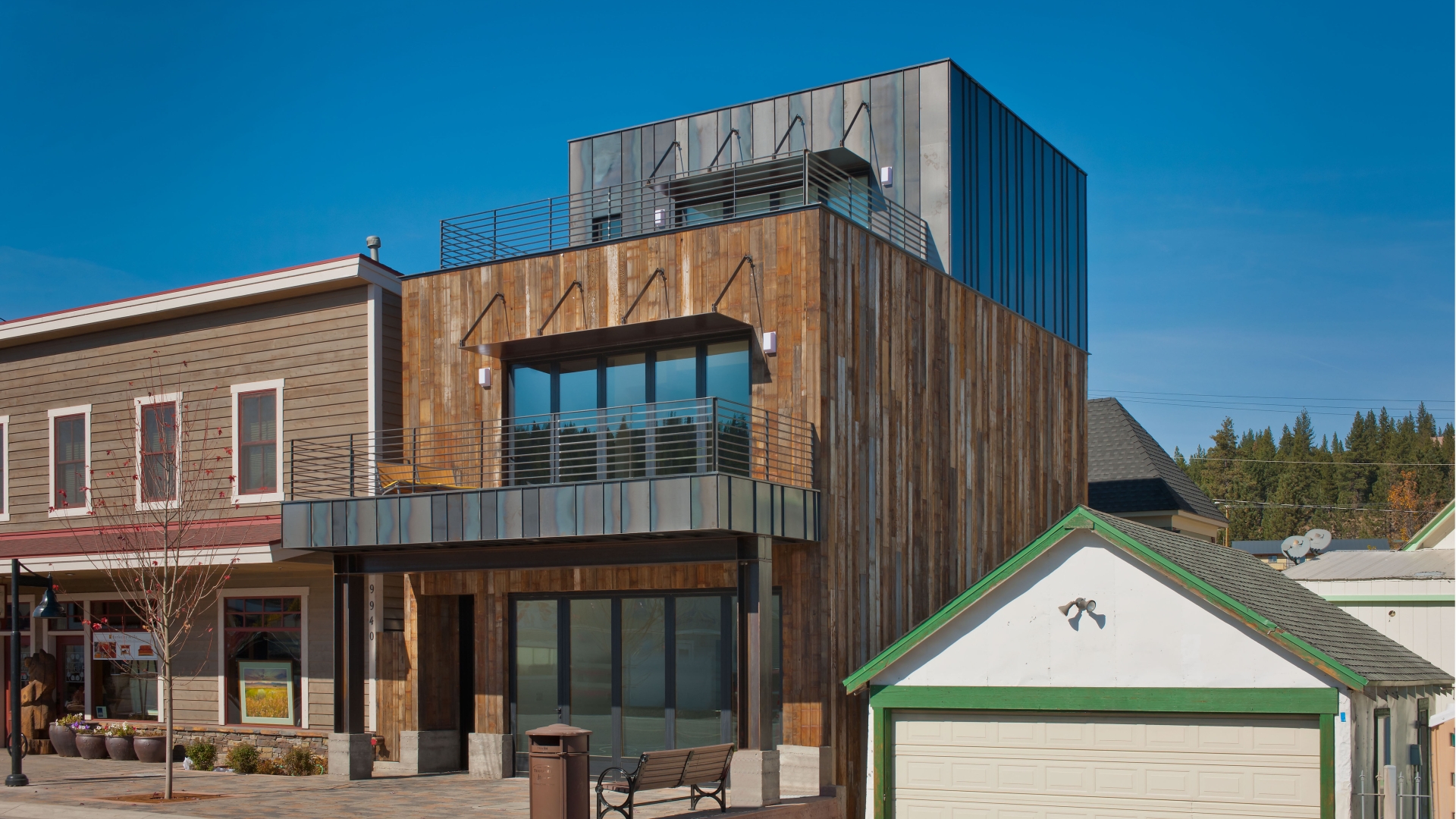Exterior view of Truckee Prototype Mixed-Use Townhouse in Truckee, California.