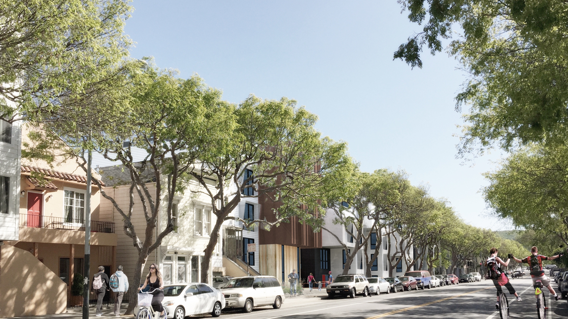 Exterior rendering of 2675 Folsom Street looking south in San Francisco.