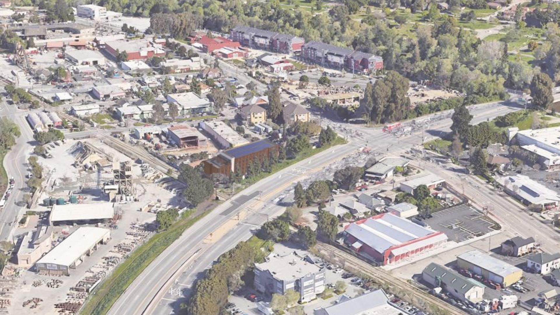Rendered Aerial view of Harvey West Studios in Santa Cruz