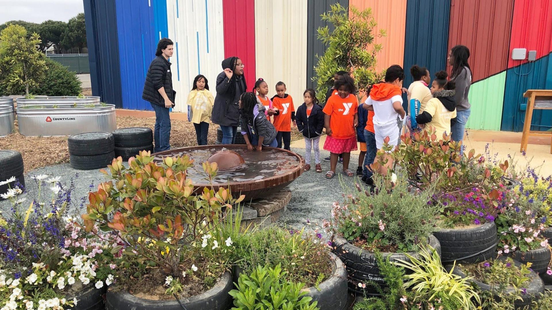 School kids in Gather Garden in San Francisco.