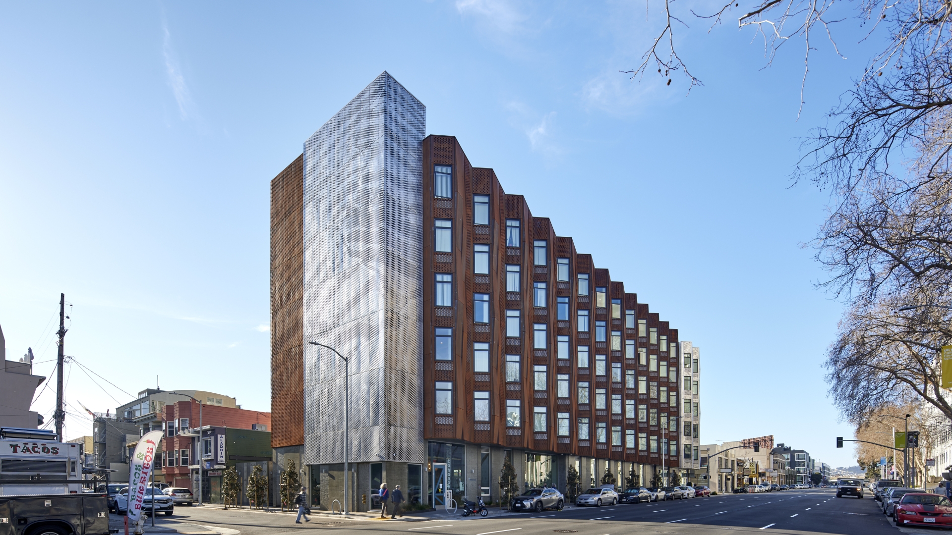 Exterior view of Tahanan Supportive Housing in San Francisco.