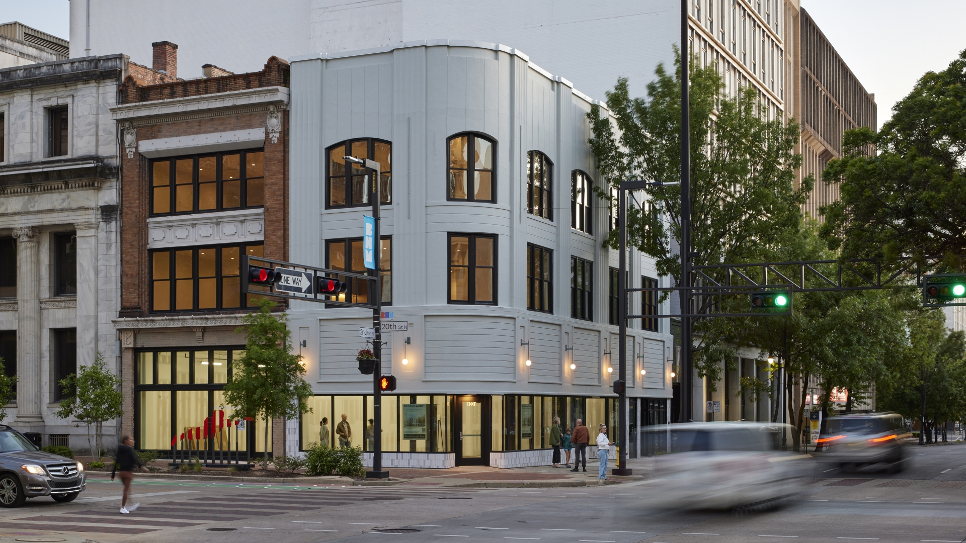 Exterior street view of 2nd and 20th in Birmingham, Alabama.