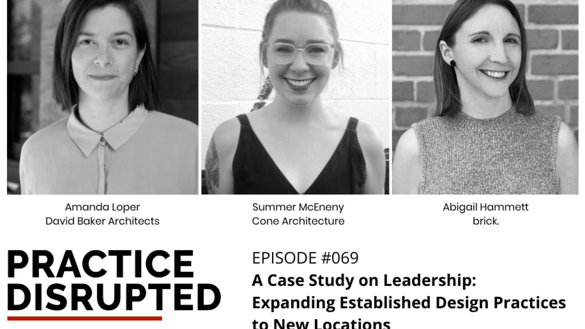 Graphic showing the three woman in the Practice Disrupted podcast episode.