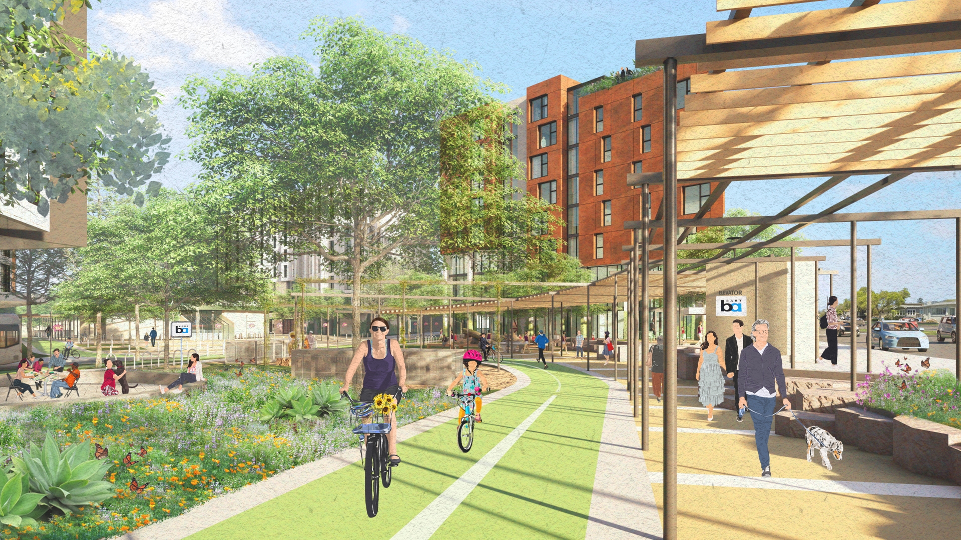 Exterior rendering of North Berkeley BART in Berkeley, California.