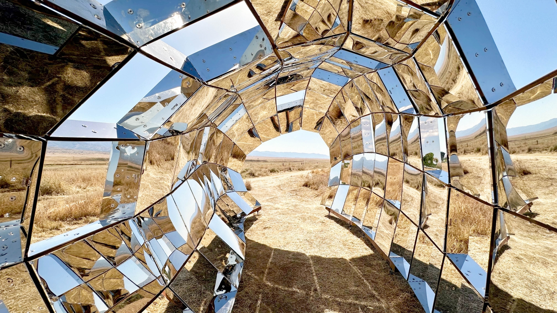 Looking through peepSHOW installation in New Cayama.