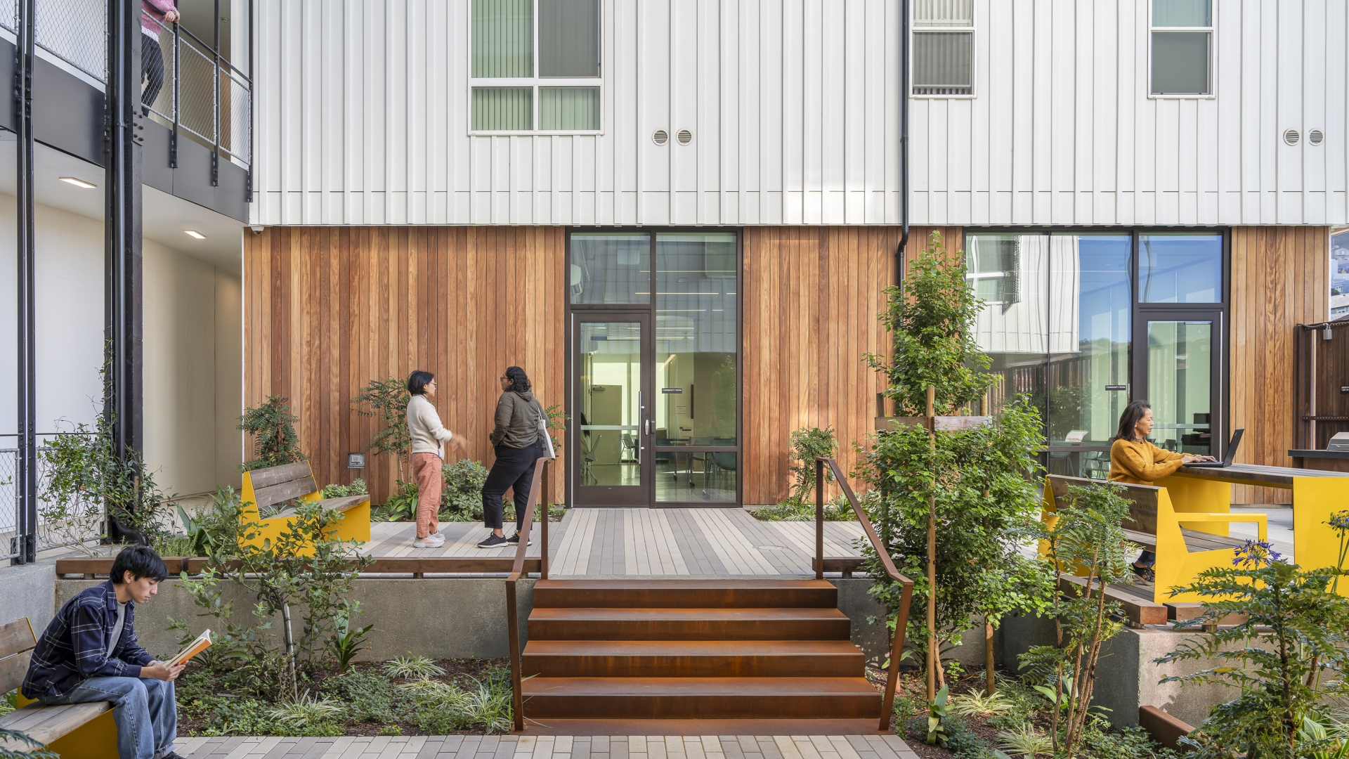 Courtyard at 88 Park Street at Midway Village.