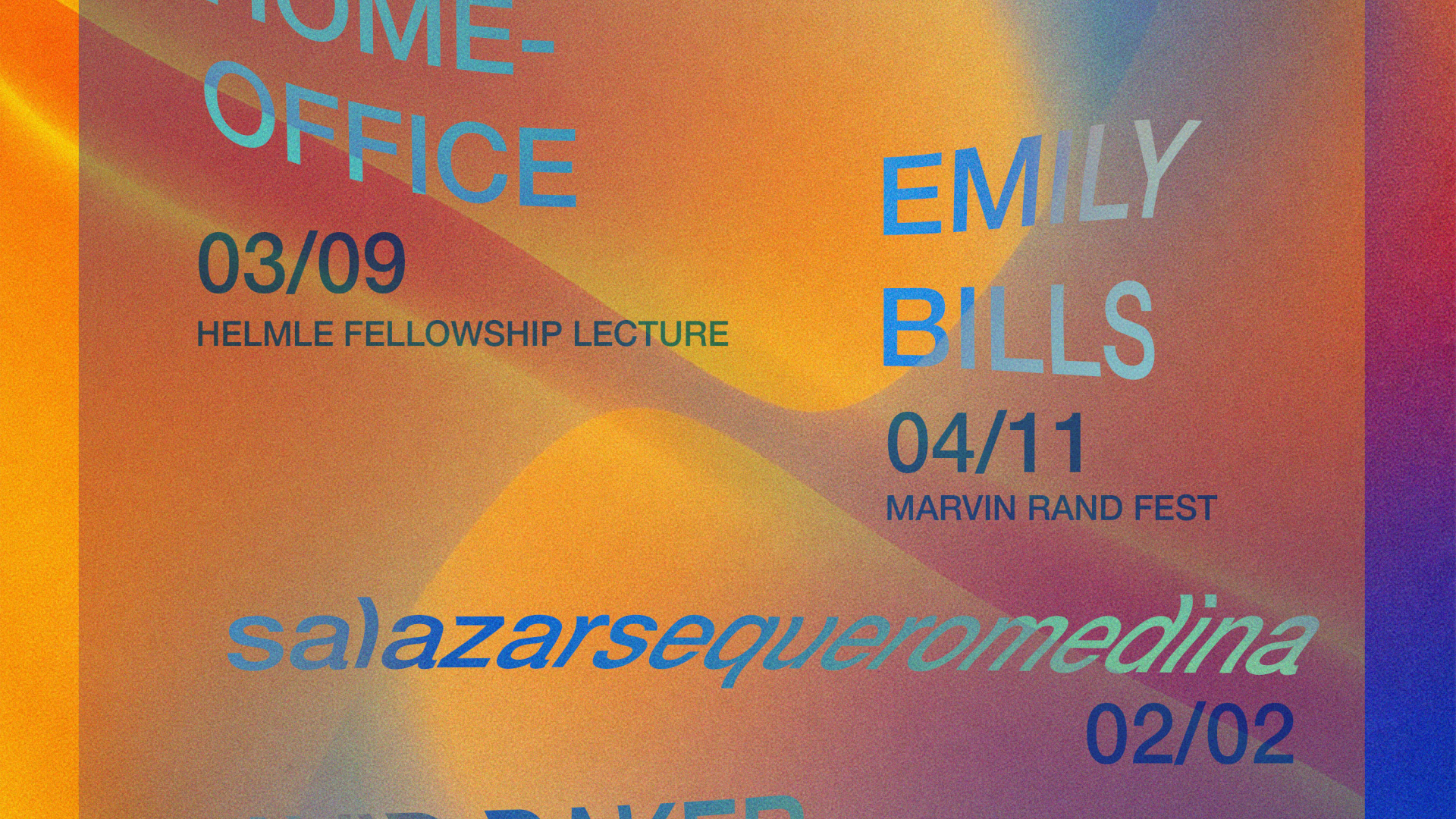 Lecture series posted in orange and blue with gray text