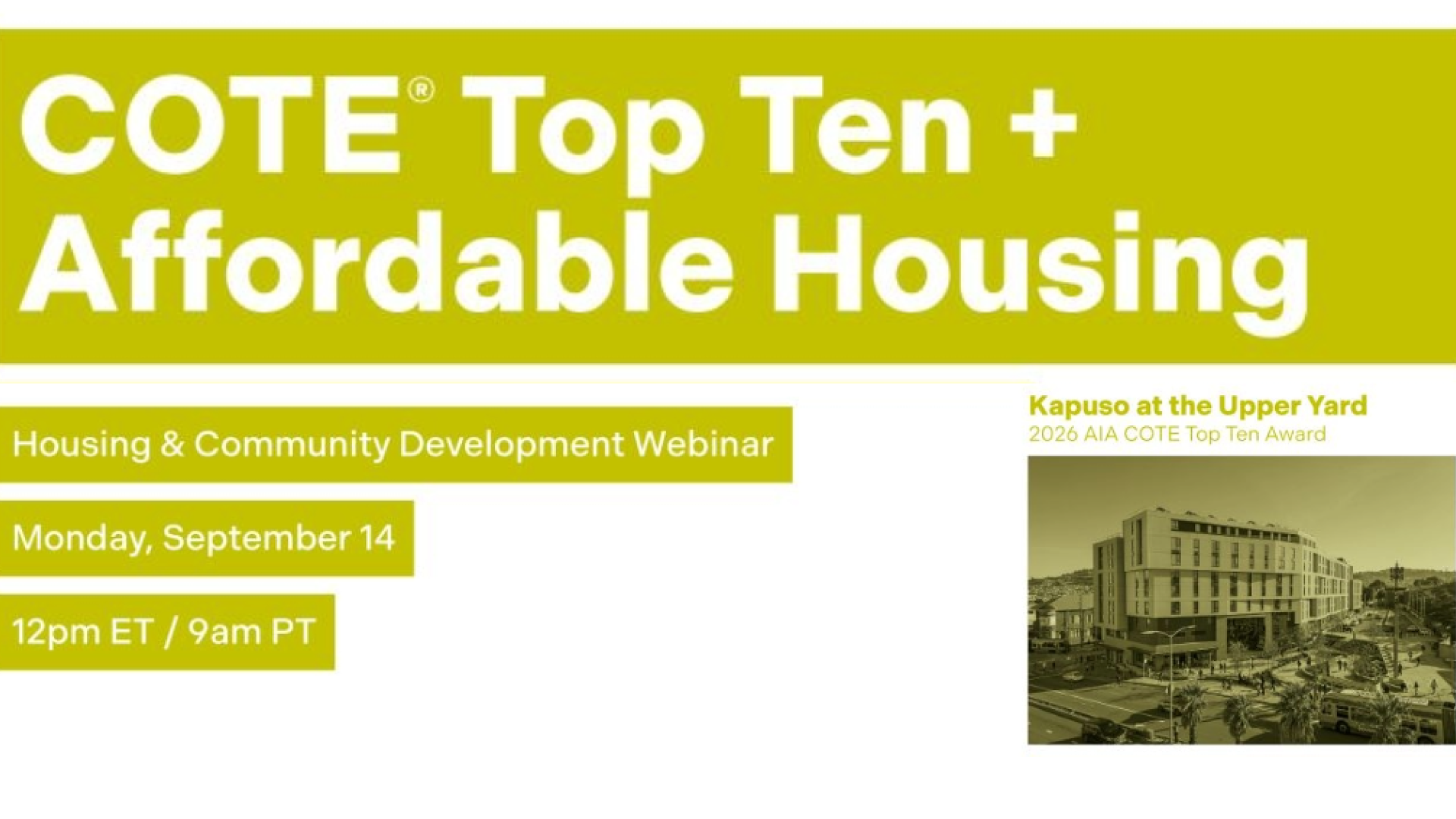 Cote Top Ten + Affordable Housing