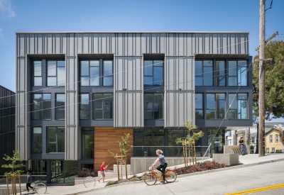 Exterior view of retail at Mason on Mariposa in San Francisco.