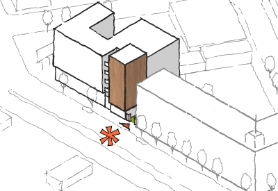 Diagram for the warm entry to 34th and San Pablo Affordable Family Housing in Oakland, California.