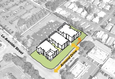 Diagram highlighting circulation at 1100 La Avenida in Mountain View, California.