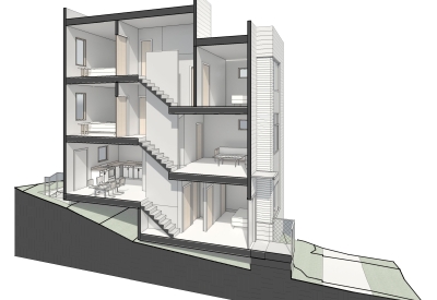 Rendering layout of townhouse for 847-848 Fairfax Avenue in San Francisco.