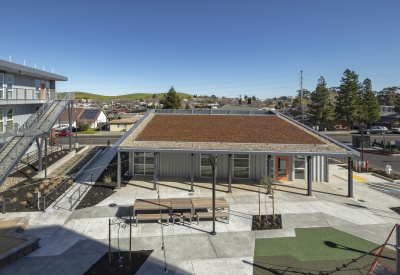 Rooftop of the community building at Rocky Hill Veterans Housing in Vacaville, California.