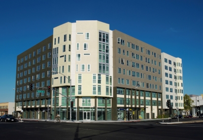 Exterior street view of Delmas Park in San Jose, California.