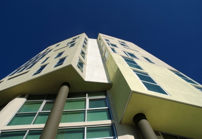 View of Delmas Park in San Jose, California looking up.